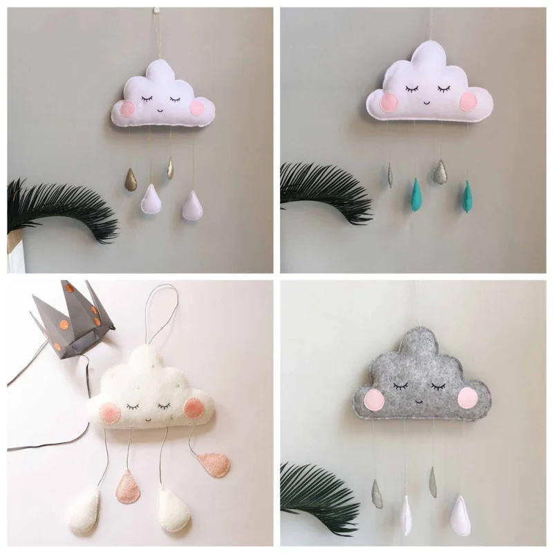 Felt Cloud With Face Baby Bedroom Decoration Children Room Decor Nordic Decoration For Kids Room J0248