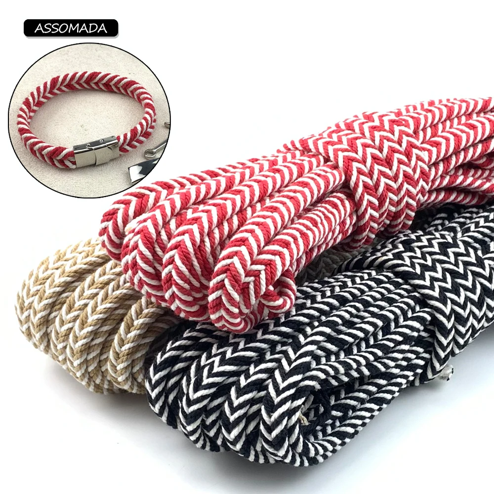 2meter Braided Cotton Cord DIY Mixed Flat Rope Handmade Decoration Belt Necklace Supplies For Jewelry Making Accessories