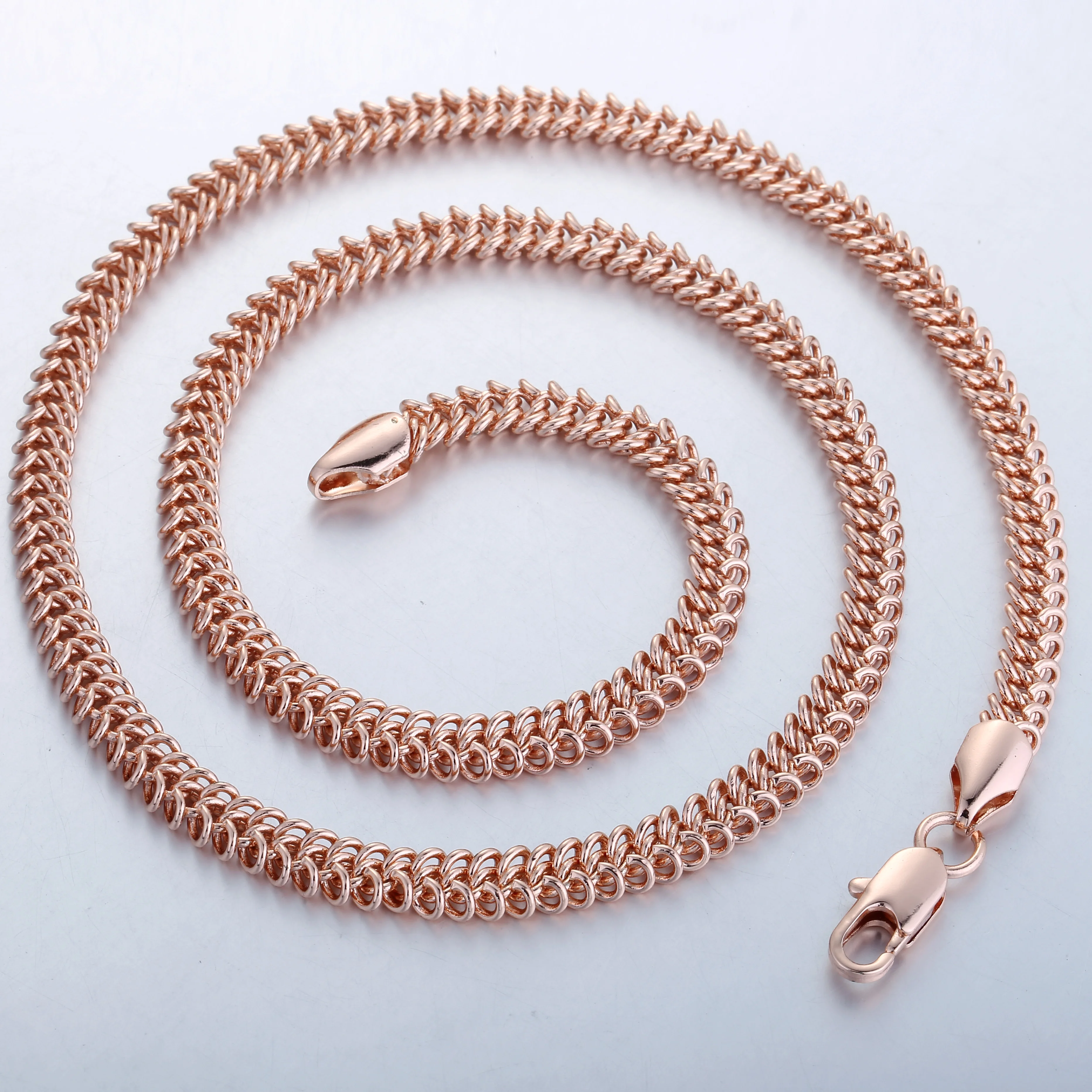 6mm Womens Ladies Chain Braided Bismark Link Rose Gold Color Necklace Fashion Female Jewelry DGN278