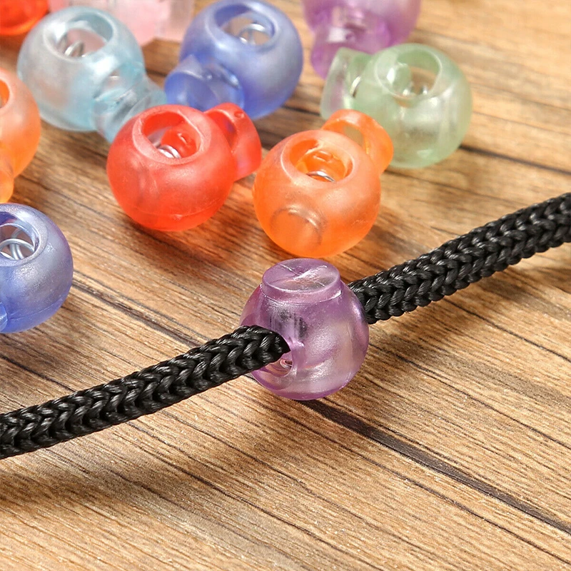 1Pc 15*18mm Plastic Transparent Spring Clasp Stops Double Holes String Cord Locks Spring Fastener for Clothes Shoes