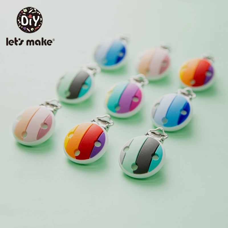 

Let'S Make 10PCS Pacifier Clip DIY Accessories Free BPA Food Grade Silicone Clip Teether Toy For Kid Necklace Beading DIY