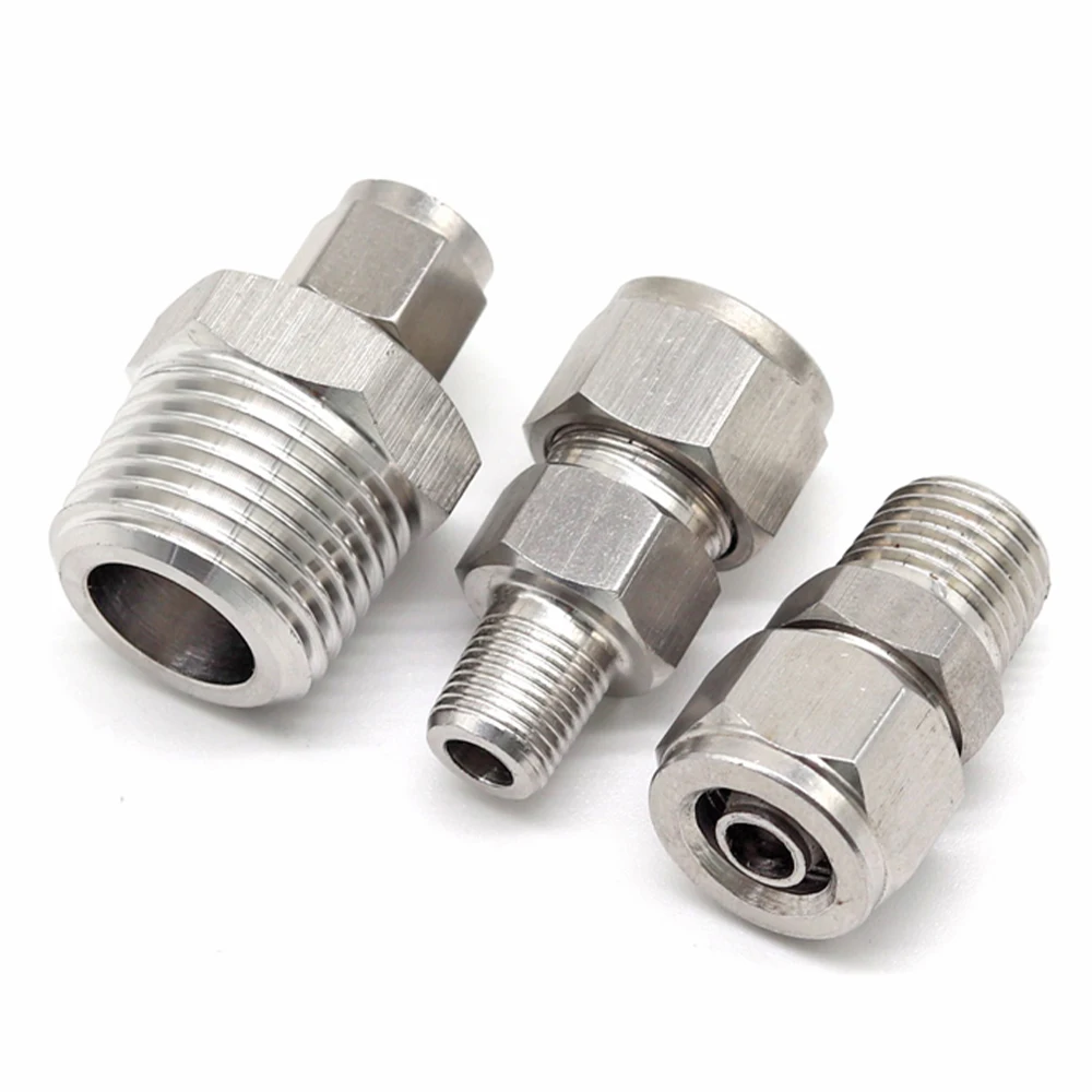 304SS stainless steel pneumatic joint pipe joint trachea hose quick tightening joint 1/8\'\'1/4\'\'3/8\'\'1/2\'\' BSP external thread