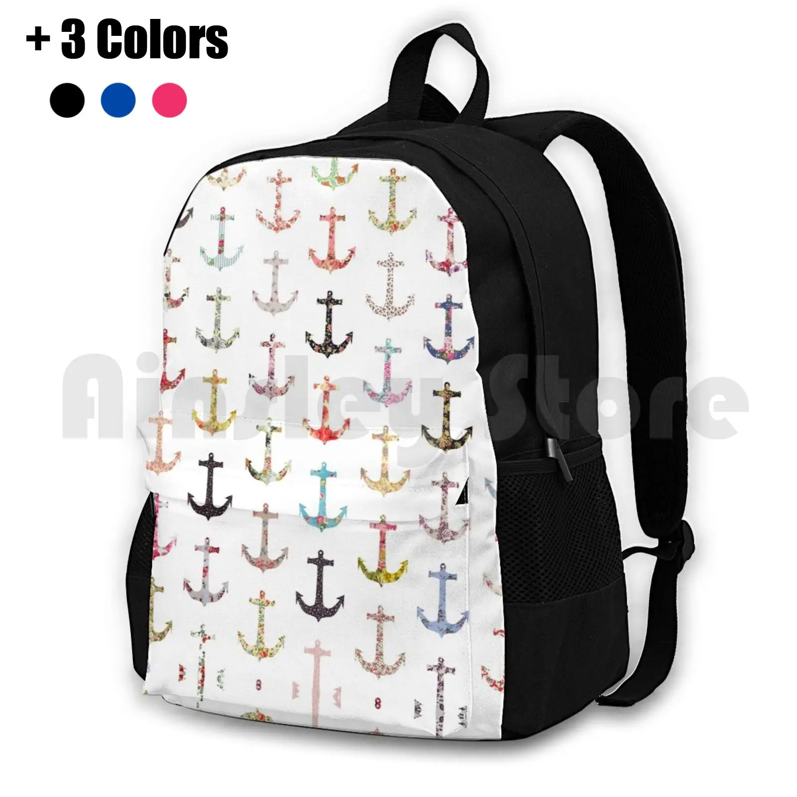 Vintage Retro Sailor Girly Floral Anchors Outdoor Hiking Backpack Riding Climbing Sports Bag Anchor Anchor Floral Girly Fashion