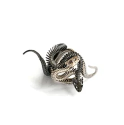 Retro Punk Exaggerated Animal Adjustable White Black Cobra Snake Ring For Men Girls Women Hip Hop Party Jewelry Accessories