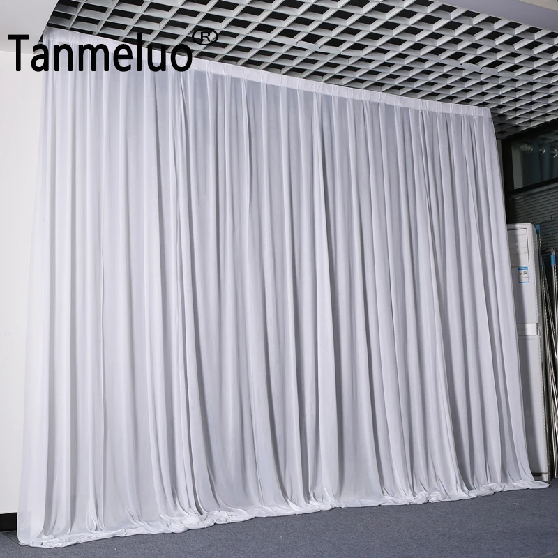 

3X3M/10x10FT Simple White Ice Silk Wedding Backdrop Event Party Drape Curtain for Wedding Party Home Decoration Stage Background