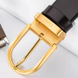 Ciartuar Belts for Men High Quality Genuine Leather Belt Pin Buckle Luxury Designer Belt Waist Strap Jeans Business Gold Belt