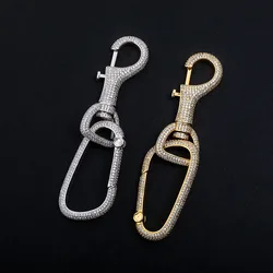 Hip Hop Luxurious Keychain for Men Prong Setting AAA CZ Stone Bling Iced Out Big Keychain Men Boys Rapper Jewelry