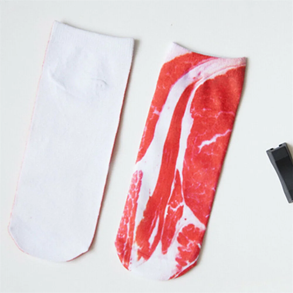 Steak Gift Weird Novelty Funny Chef Joke Beef Meat Socks Vegan Bacon Pork Gag Socks Cotton Sox New Year's Gift for Firends 2024