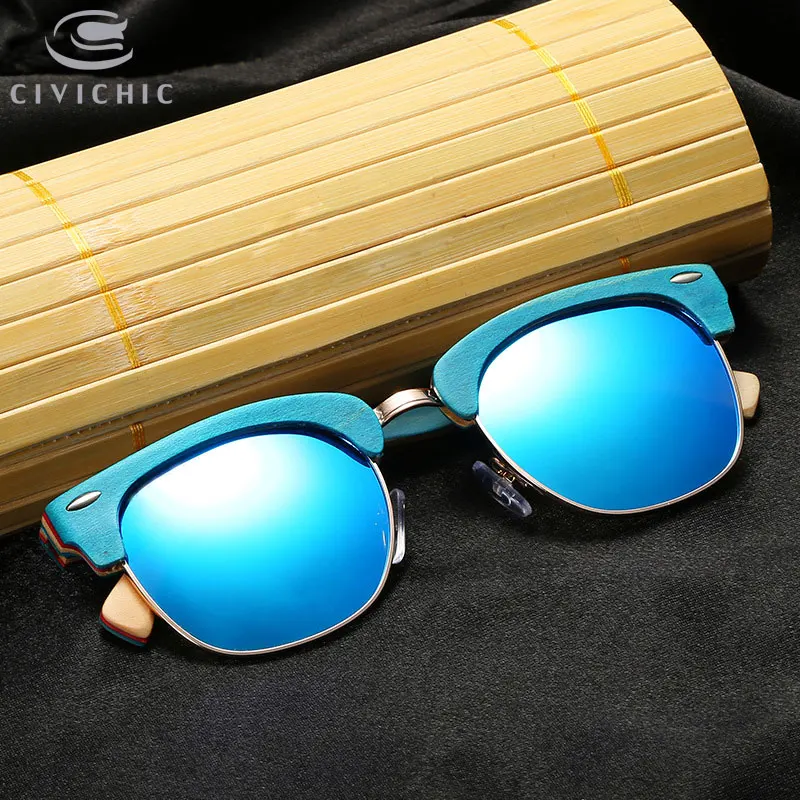 Chic Bamboo Sunglasses Women Polarized Glasses Men Mirror Coating Driving Eyeglass Wood Gafas De Sol Hombre Hipster Oculos KD035