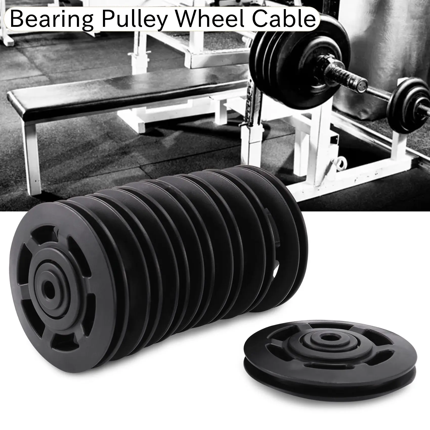 8Pcs 95mm Black Bearing Pulley Wheel Cable Gym Equipment Part Wearproof