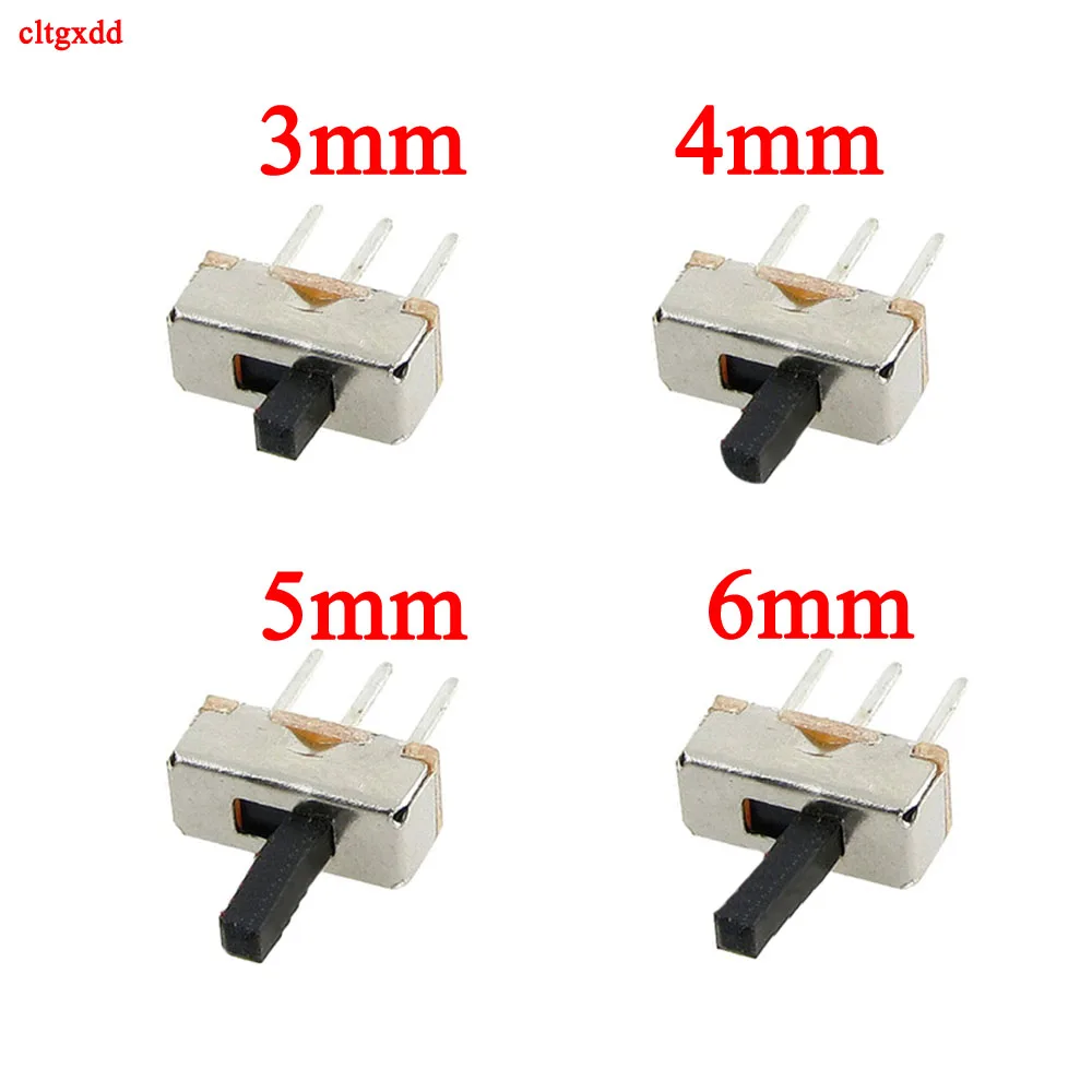 20pcs ss12d00 Mini Slide Switch 3Pin Slide Switch 1P2T 2 Position High Quality Toggle Switch Handle Length: 3mm / 4mm / 5mm /