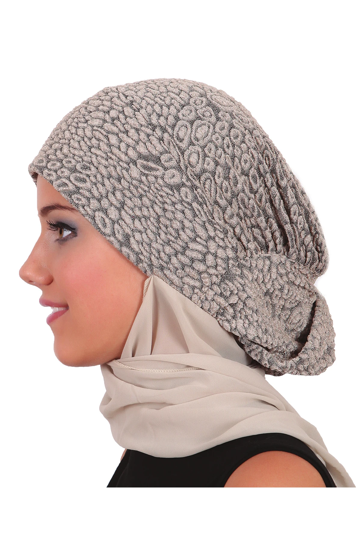 2024 New Fashion Brocade Knob With Shawl Ready Turban Hijab Bonnet Scarf Cancer Cap Special Women Product Beret Bandana