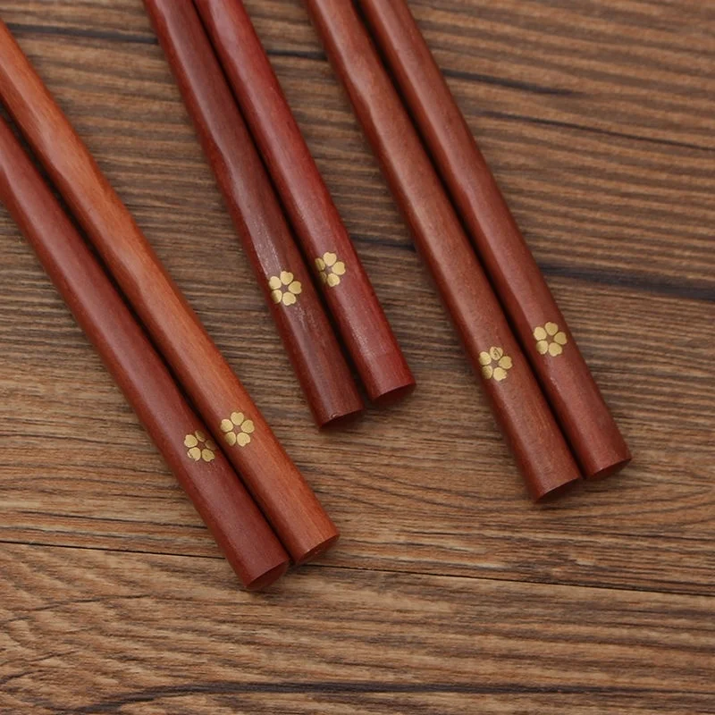 20 pairs of natural mahogany chopsticks, no lacquer, no wax, healthy sushi rice chopsticks, hotel tableware gift box, reusable