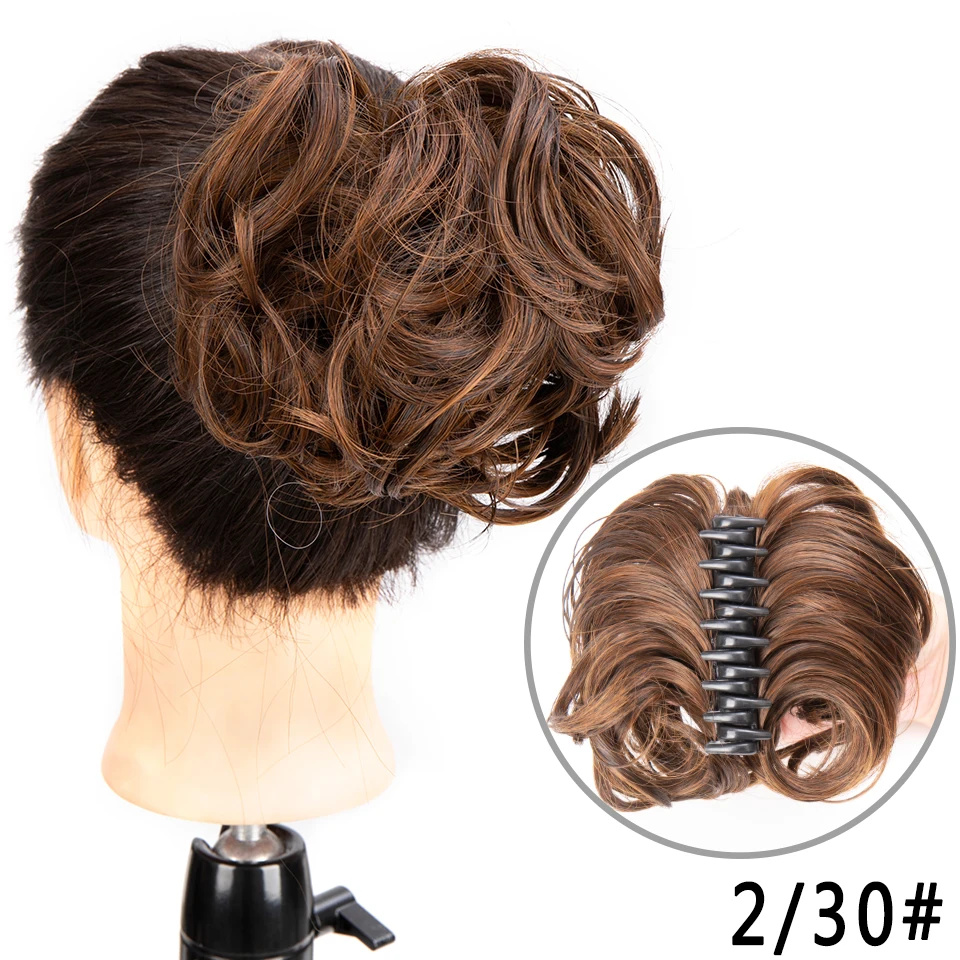 LUPU-moño de pelo rizado sintético para mujer, extensión de cabello, negro, marrón, cubierta Updo, postizo de garra, bollos desordenados