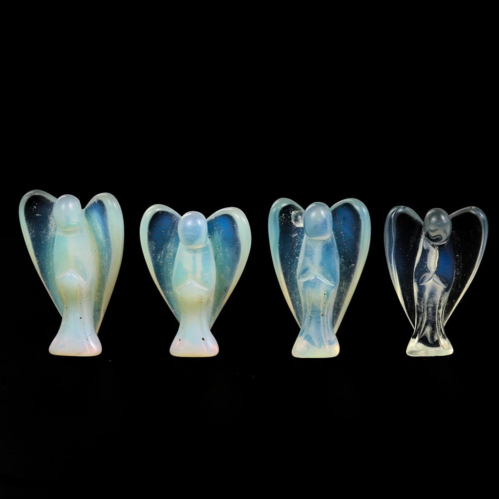 Natural Crystal Opalite Stone Guardian Angel Figurine Home Decor Healing Reiki Energy Gemstone Gift Wedding Decoration Craft