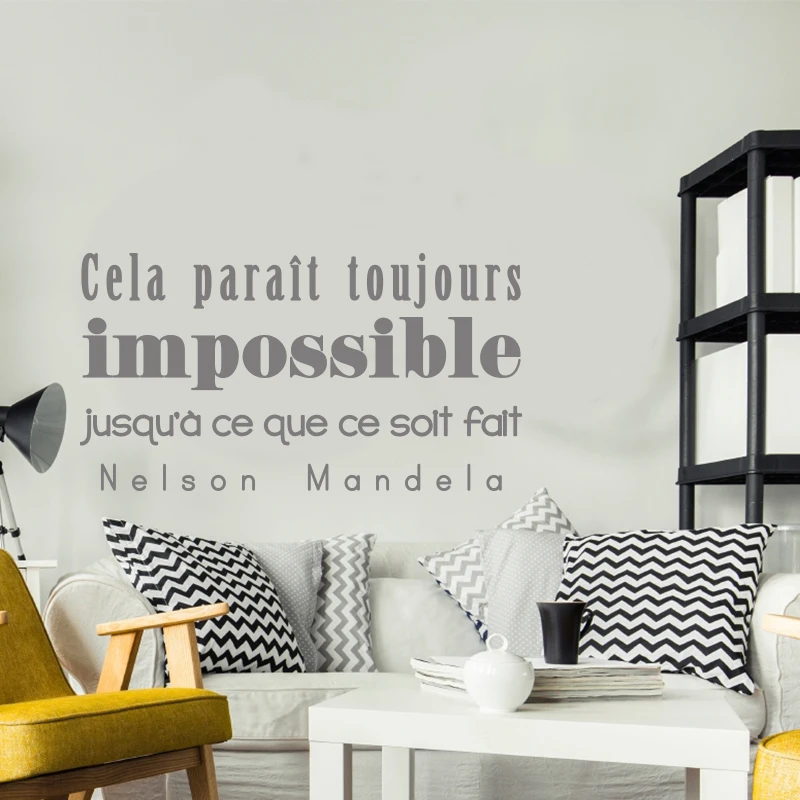 Cela Paraît Toujours Impossible Wall Sticker Vinyl Mural Art Decal Living Room Home Decor Poster Mandela Quote House Decoration