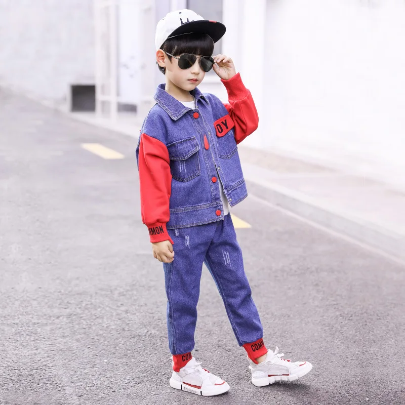 Abbigliamento per bambini neonati Costume lettera tuta per bambini giacca di jeans pantaloni completi Set da 2 pezzi abbigliamento invernale per bambino teenager