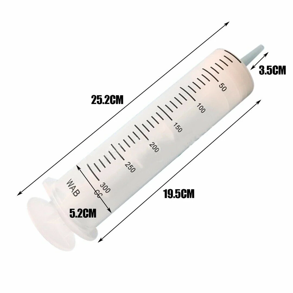 Large 300ML Plastic Syringe Capacity Syringe Transparent Reusable Sterile Measuring Injection Syringe Nutrient Hydroponics