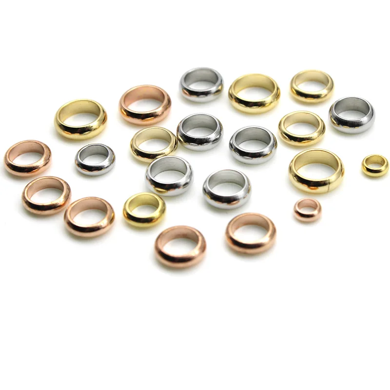 50PCS Stainless Steel Gold Plated Big Hole Spacer Beads Loose Stopper Beads Charm for DIY Bracelet Jewelry Making Accessories