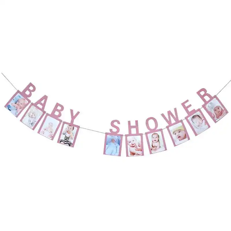 Boy girl 1st Birthday 12 Month Photo frame banner garland flags baby shower Photo Bunting one First Birthday Party Decorations