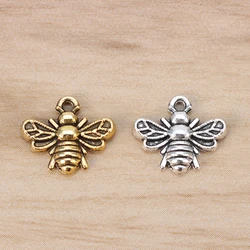 100pcs Antique Gold Color Bumble Bee Honeybee Insects Charms Pendants Beads For DIY Necklace Jewelry Making Accessories 13x11mm