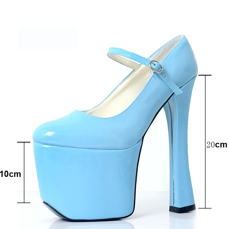 Customize Color Big Size 36-46 20cm Thick High Heels Cosplay Shoes Patent Leather Women Stage Performance Queen\'s Pumps WP1141