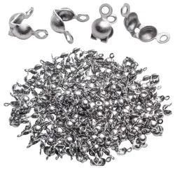 100Pcs Stainless Steel End Crimp Beads Ball Chain Connector Clasp DIY For Necklace Bracelets Jewelry Making Supplies