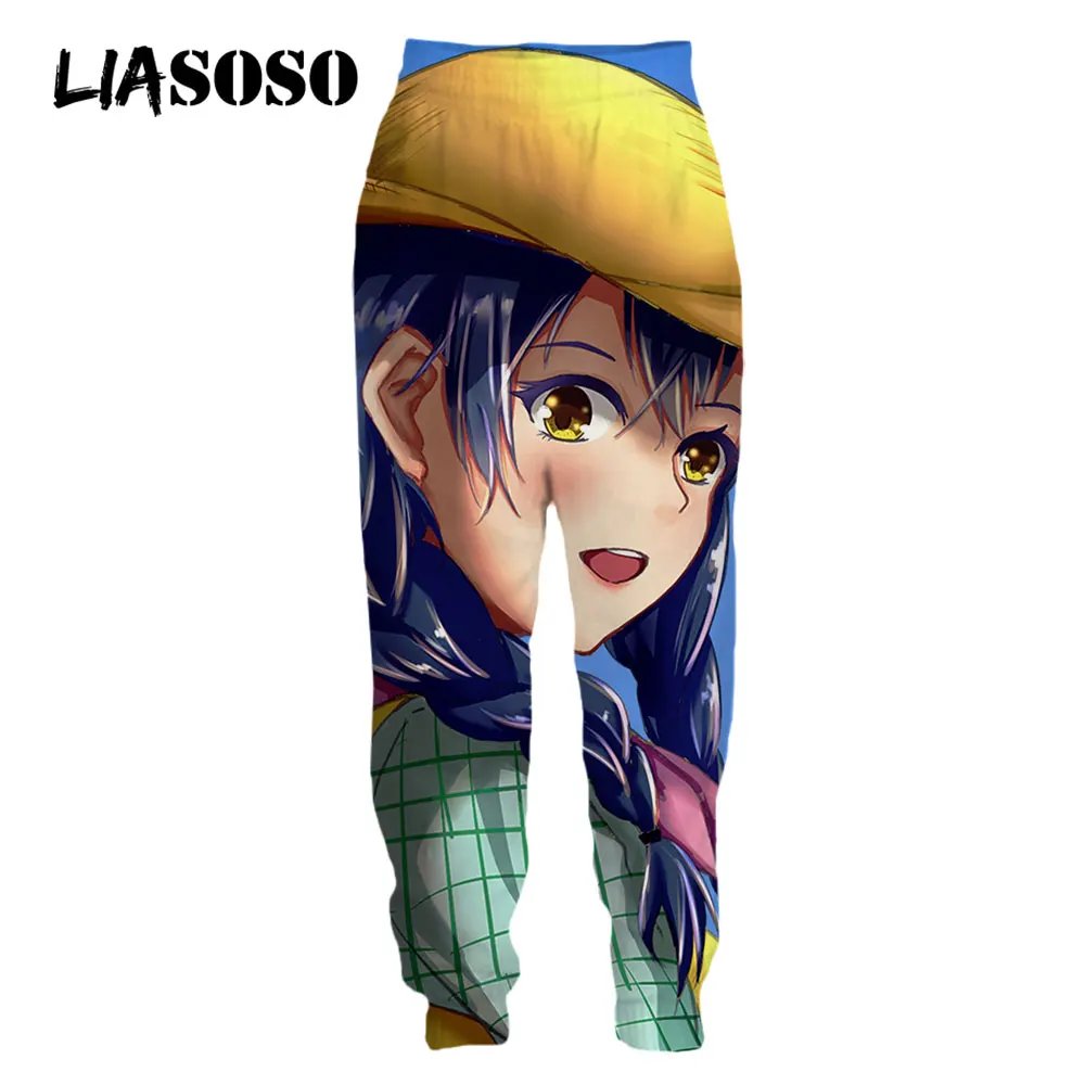 Liasoso 3d impressão anime comida guerras jogging calças de suor das mulheres dos homens respirável roupas casuais harajuku otaku moletom de grandes dimensões