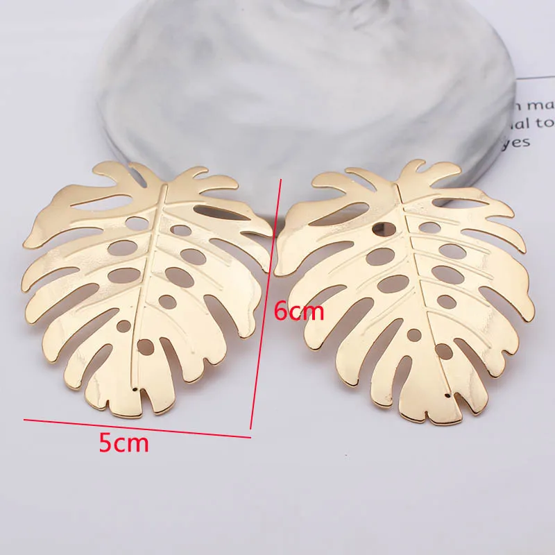 Metall-Hängeohrringe für Frauen Goldfarben Geometrische Statement-Tropfenohrringe Blatt-Anhänger Damenohrringe Pendientes Mujer – Detail 5