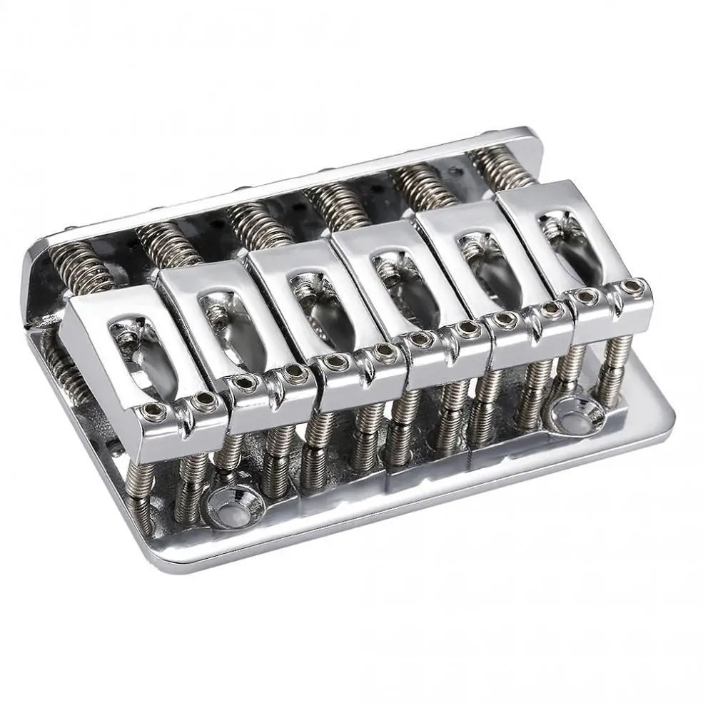 6 Strings Silver Fixed Hard Tail Guitar Bridge Guitar Tailpiece Accessories with Chrome Plate for 65mm Electric Guitar