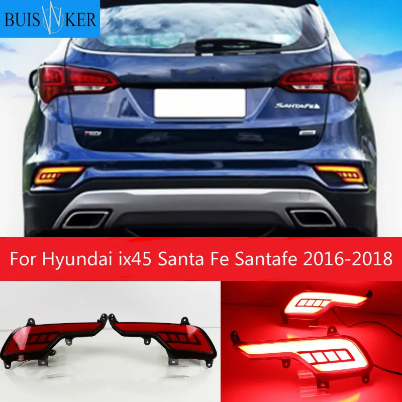 

2Pcs LED Rear Bumper Reflector Light For Hyundai ix45 Santa Fe Santafe 2016 2017 2018 Brake Light Turn Signal Light