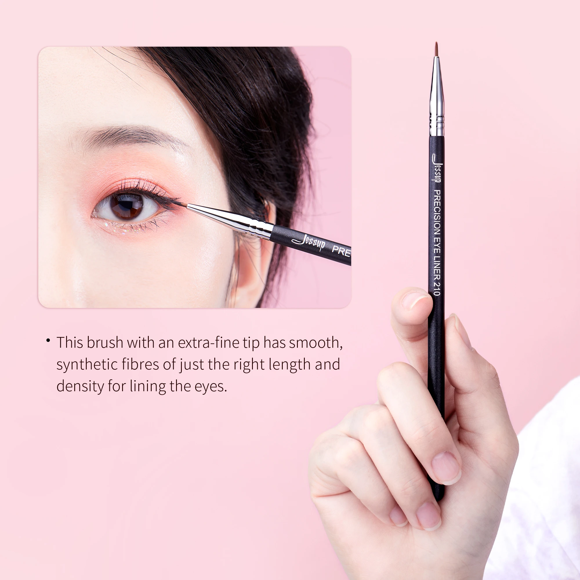 Jessup Eyeliner Brush Makeup Precision Fine point Premium Synthetic Eye Makeup Brush with right length and density S140