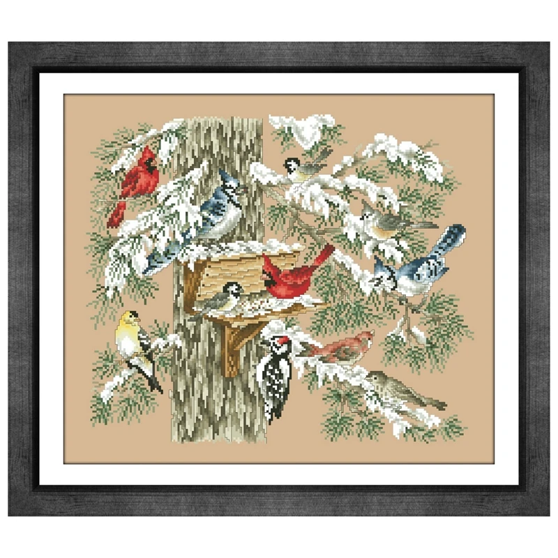 

Место для сбора крестиком, зимняя снежная ткань Аида, 18ct, 14ct, 11ct, лен, хлопок, шелковая нить, набор для вышивания, ремесленный набор