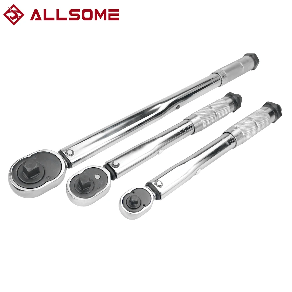 

ALLSOME 1/4'' 3/8'' 1/2'' Square Drive Torque Wrench Two-way Precise Ratchet Wrench Repair Spanner Torque Meter Preset Ratche