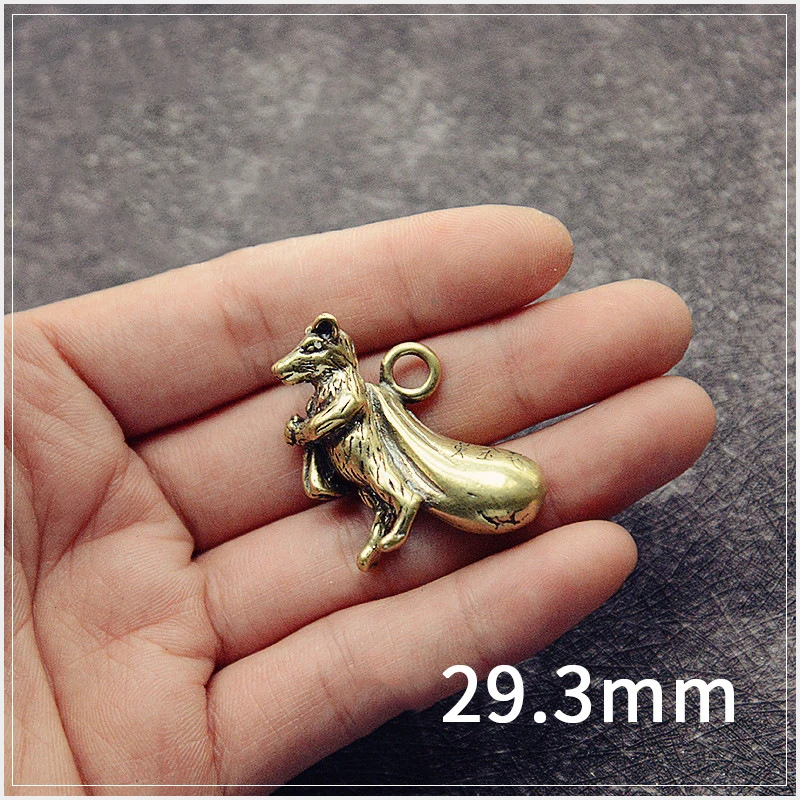 Mini Brass Rat Money Bag Corn Blessing Statue Good Luck Pocket Figurines Home Office Desk Decor Ornament Key Pendant Toy Gift