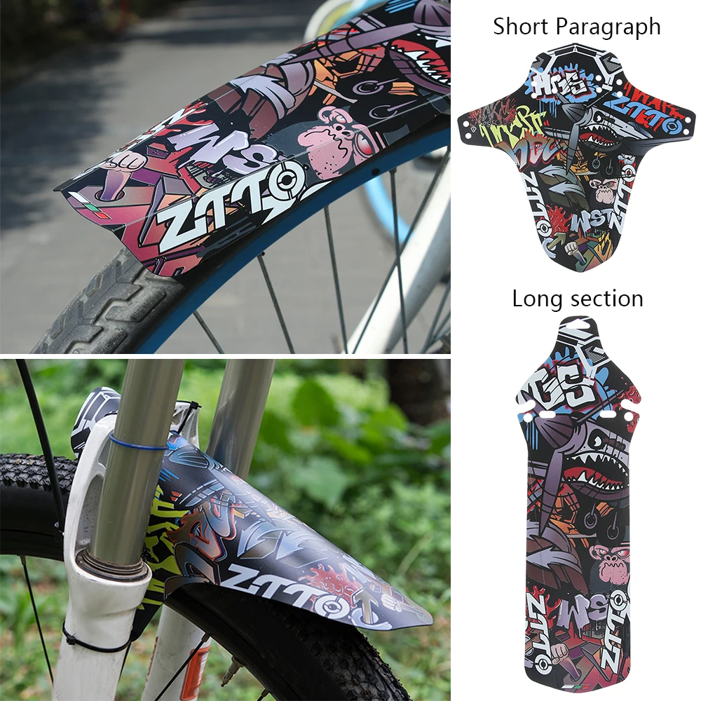 1PC MTB Bike Colorful Pattern Front Back Fender Mountain Bicycle Short Long Mudguards Road Cycling Mud Removal Bicycle Parts