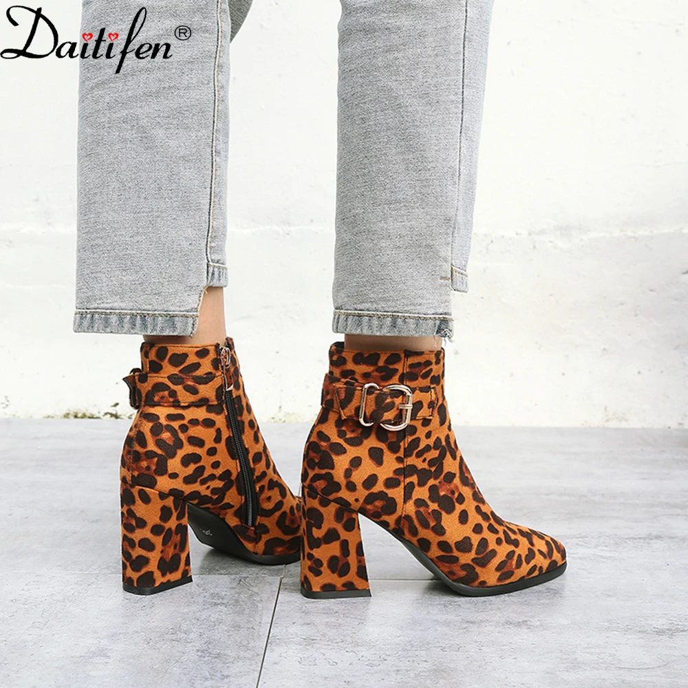 Daitife New Fashion Thick High-Heeled Simple And Versatile Temperament Short Boots Short-Tube Comfortable Female Ankle Boots