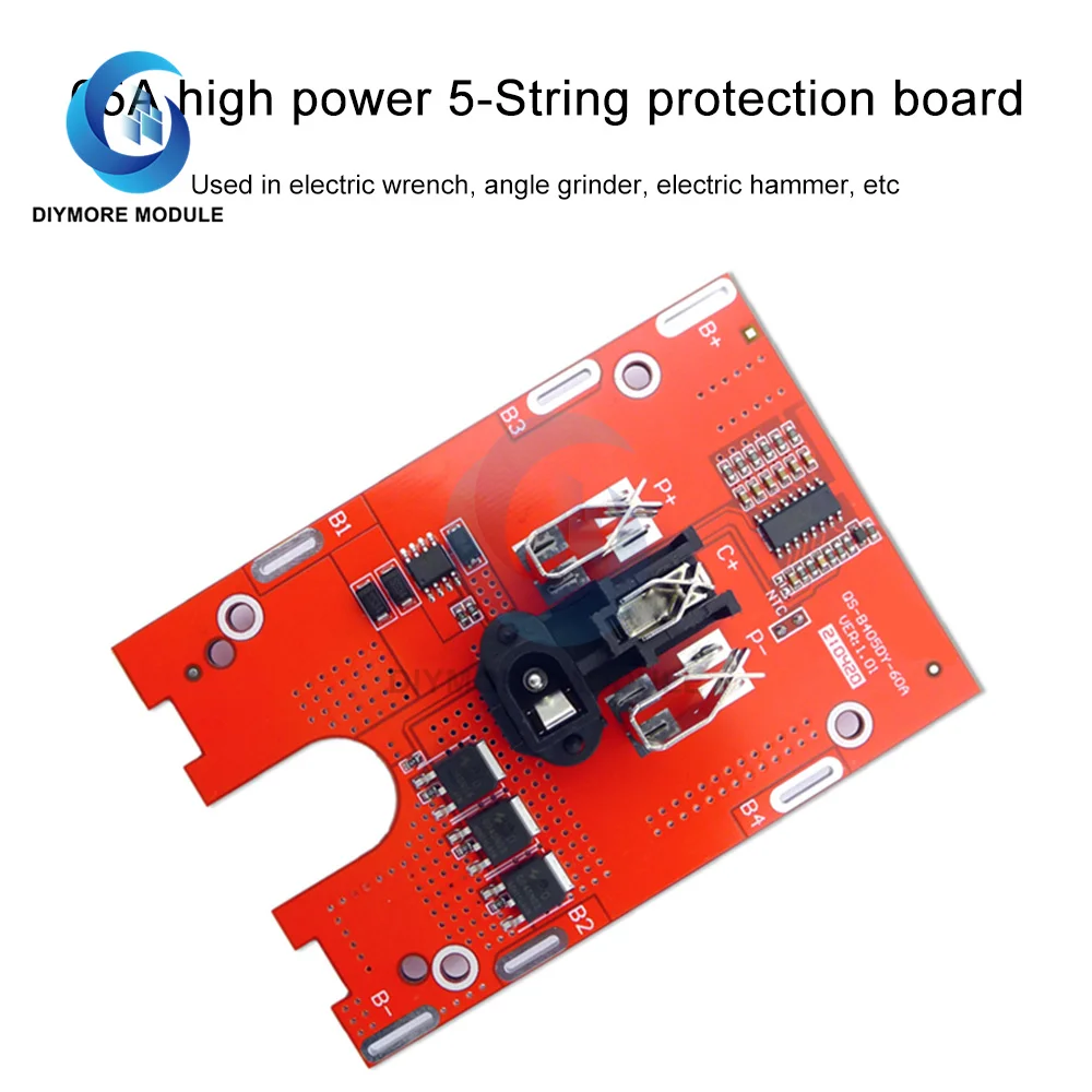 BMS 5S 18V 21V 65A Li-ion Lithium 18650 Battery Power Bank Charge Protection Board For Screwdriver/Electric Tools