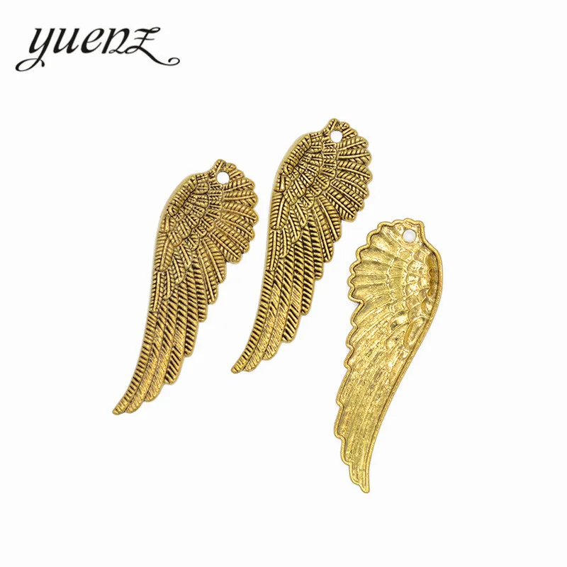 YuenZ 6 pcs Antique Silver color wing Charms Metal Pendants Jewelry Making Accessories 51*18mm D447