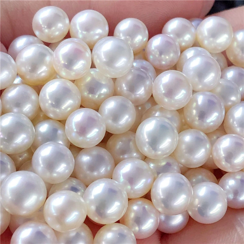 

4A High Luster Flawless Loose Freshwater Pearl 7.5-11.5mm Cultured Natural White Round Pearls for Make Necklace Earrings Jewelry