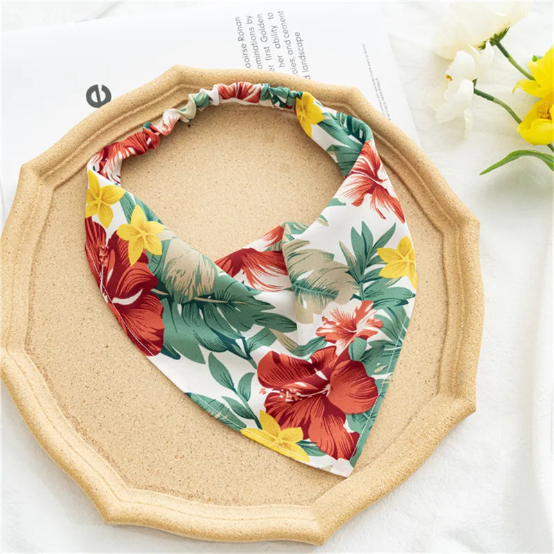 Ruoshui Woman Boho Bandannas Girls Floral Triangle Hair Scarf Turban Women Elastic Hairband Hair Accessories Headwear Ornament