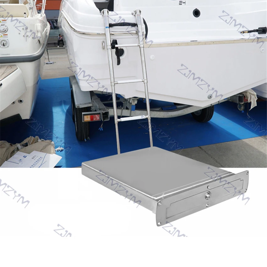 Escalera telescópica ajustable de acero inoxidable para barco, escalera de 3 secciones de 890MM, antideslizante, tipo caja de GM-HW-L0401