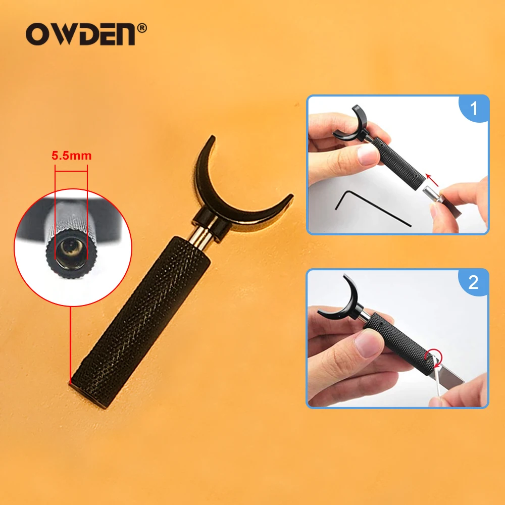 OWDEN Leather Swivel Knife Set Leather Carving Tool 2 Blades Adjustable Handle Leathercraft Tool Swivel Knife Kit