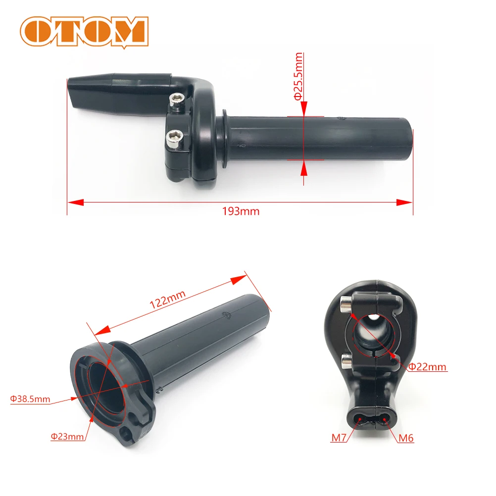 OTOM Motorcycle Throttle Twist Grip Motocross Settle Throttle Handle Double Span Wire System 7/8\