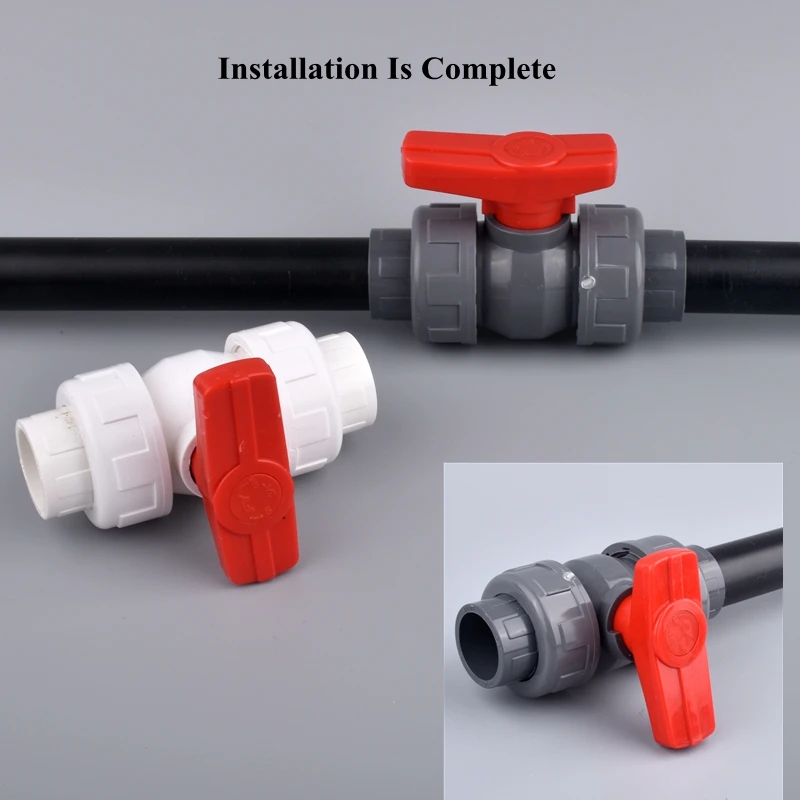 20-63mm PVC Double Union Ball Valve Quick Connector Control Valve Garden Watering Irrigation System Water Pipe Joint Fittings