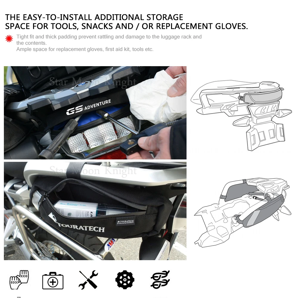 For BMW R1200GS LC 2013 - 2020 2019 2018 R1250GS Adventure Motorcycle Box Rack Side Bag Luggage Rack Travel Place Waterproof Bag