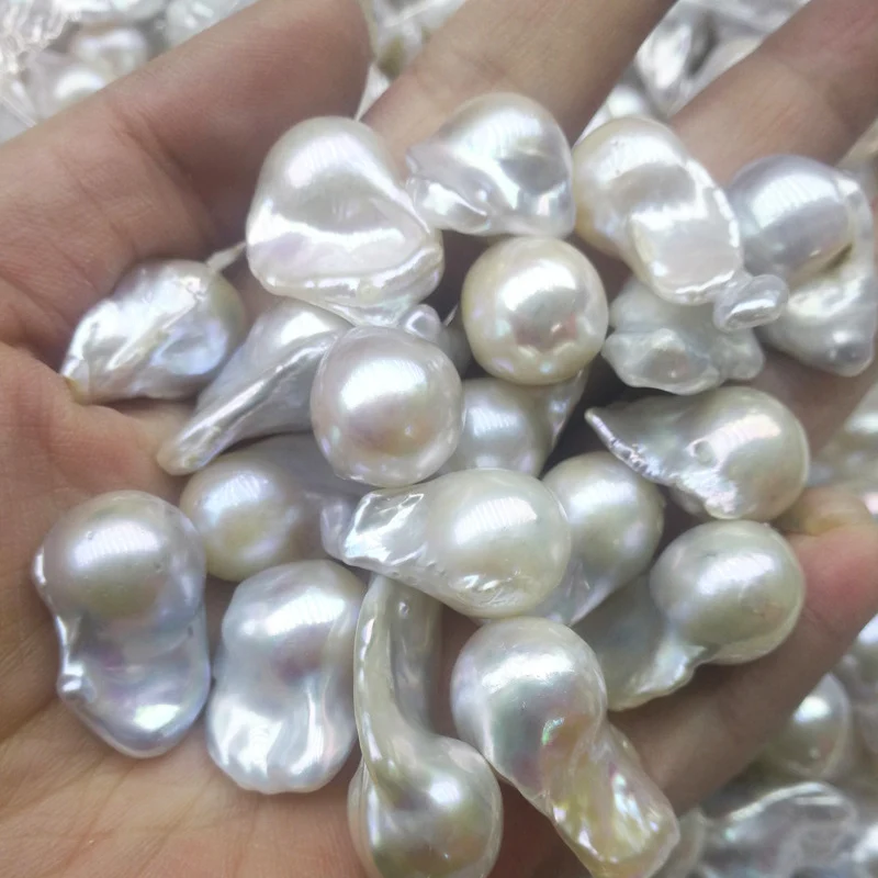 

3A Natural Irregular loose baroque pearls15-16mm white/pink/purple High Luster Freshwater Pearl For making Earrings