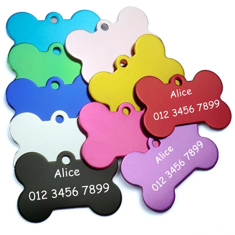 Pet Dog Name Tags Personalized Dog Cat Tags Engraved Cat Dog Puppy Pet ID Name Collar Tag Pendant Pet Accessories Bone Pendant