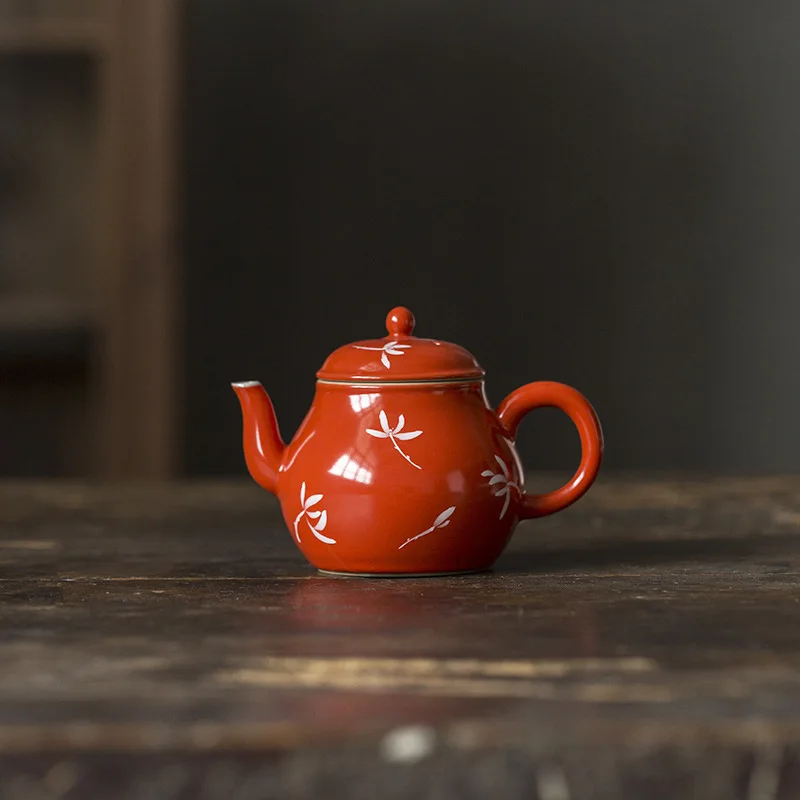 

Dehua-Retro Red Ceramic Teapot, Hot and Cold Kettle, Kung Fu Tea Set, Tea Maker, 150ml