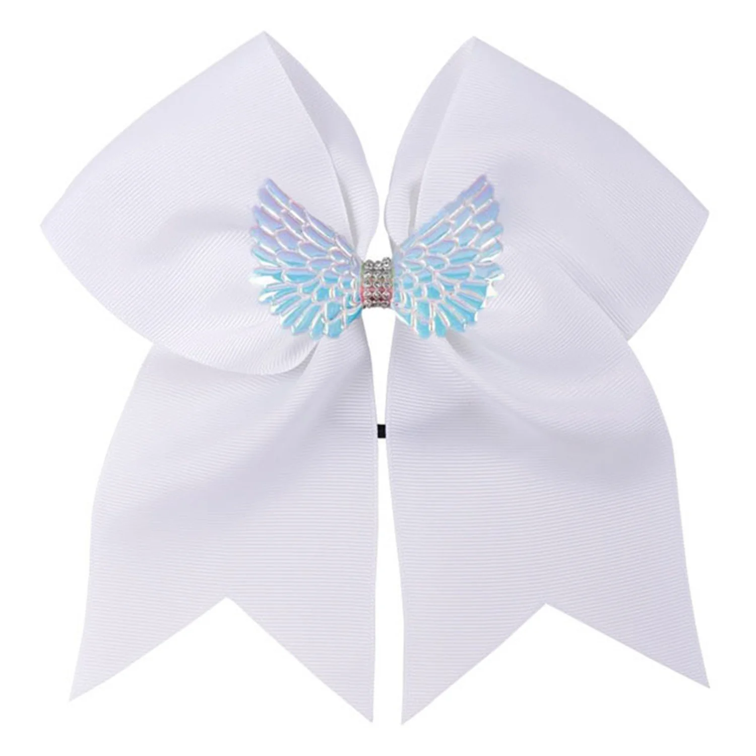 NEW 7inch angel  wings  Hair Bow Girls Solid Cheer Bow With Elastic Band Cheerleader Hair Bands For Kids Hair Accessories